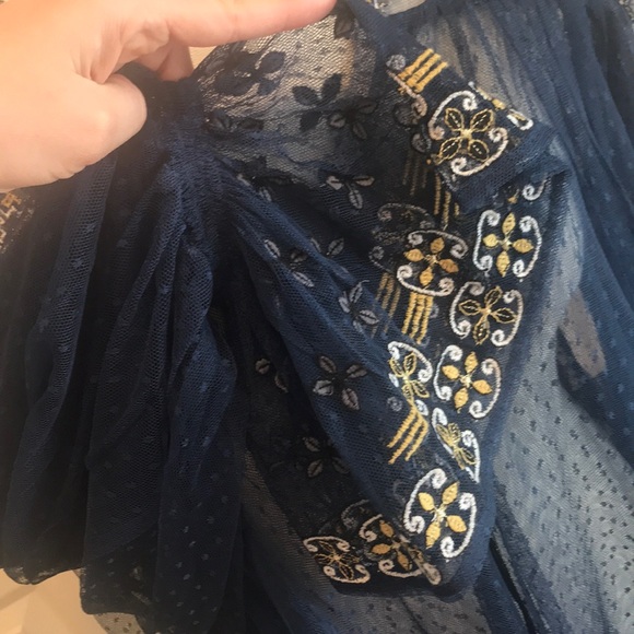 Free People Navy Blue Mesh Top! - Picture 4 of 7